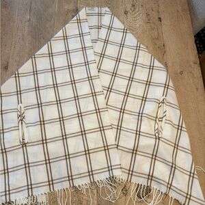 J. Crew Tan and Cream Plaid Shawl